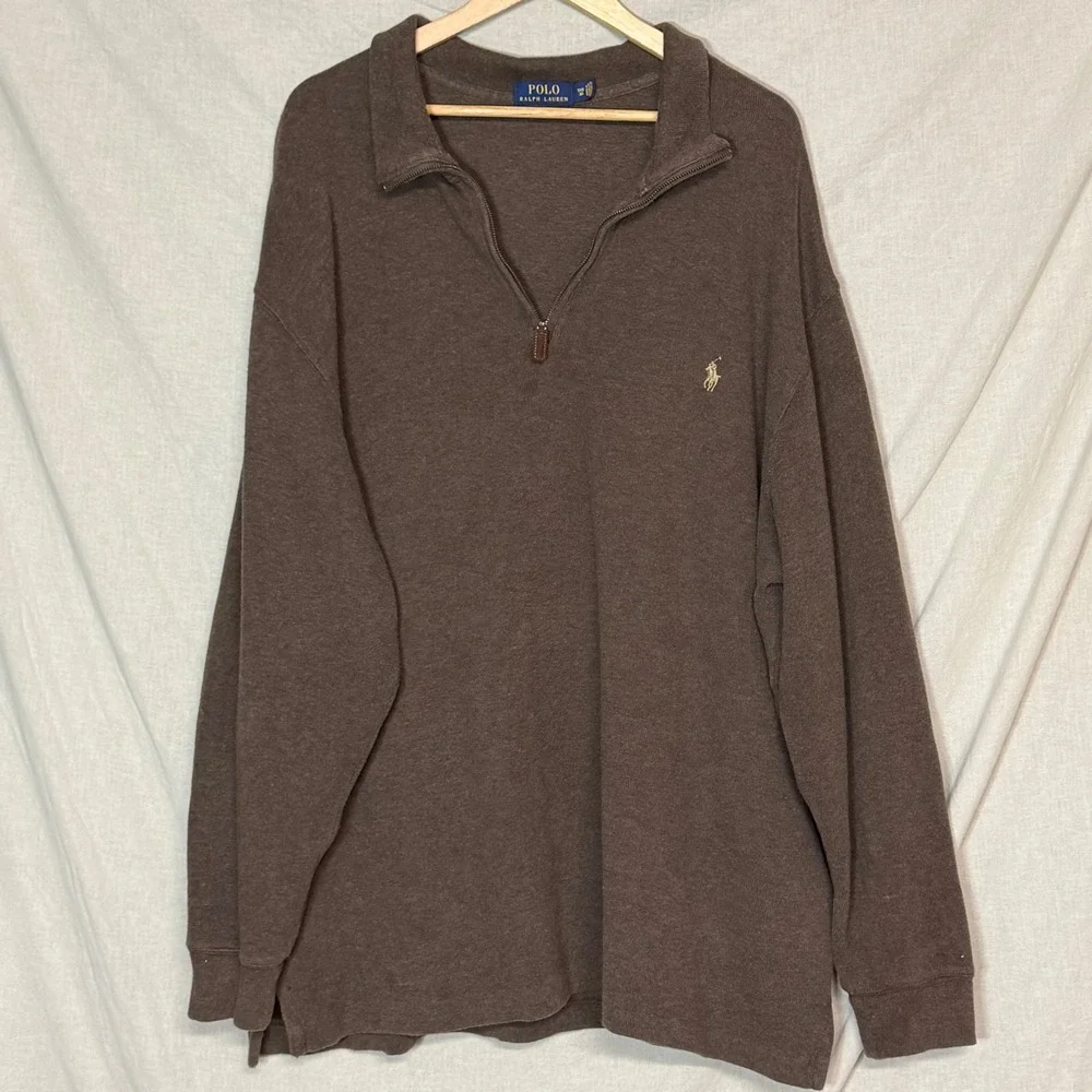 Polo Ralph Lauren Mens 3XB Brown Quarter Zip Pullover Sweater Big & Tall